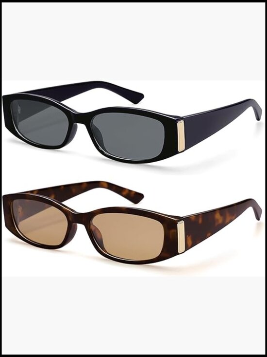 Vintage 90s Rectangle Sunglasses Thin Frame Y2K Shades main image 4